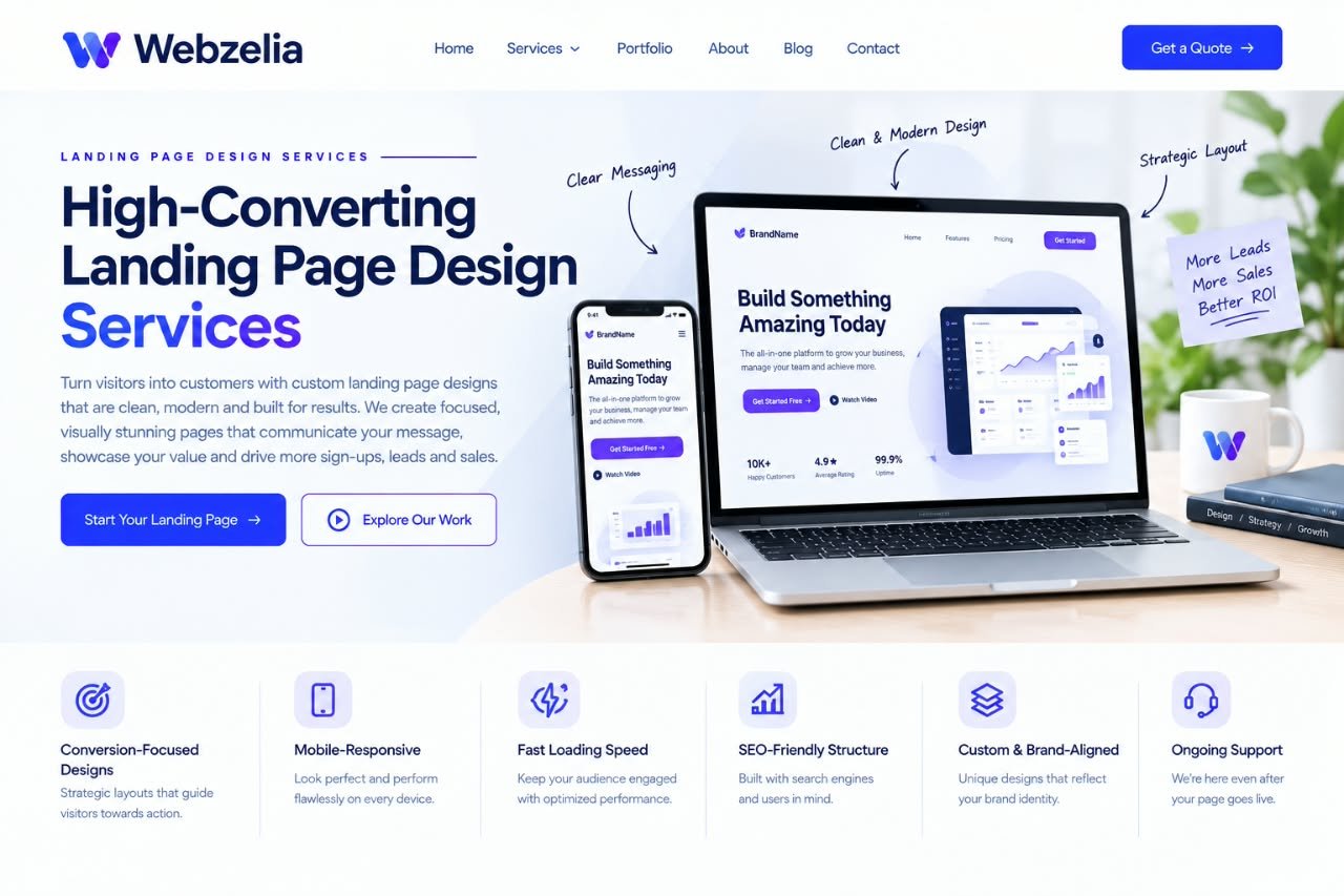 Landing page design services by Webzelia